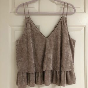 Aerie crushed velvet ruffle tank top